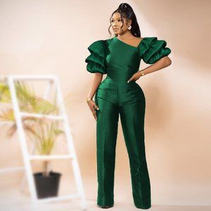 Solid Shiny Slim Elegant Summer Fashion Jumpsuit